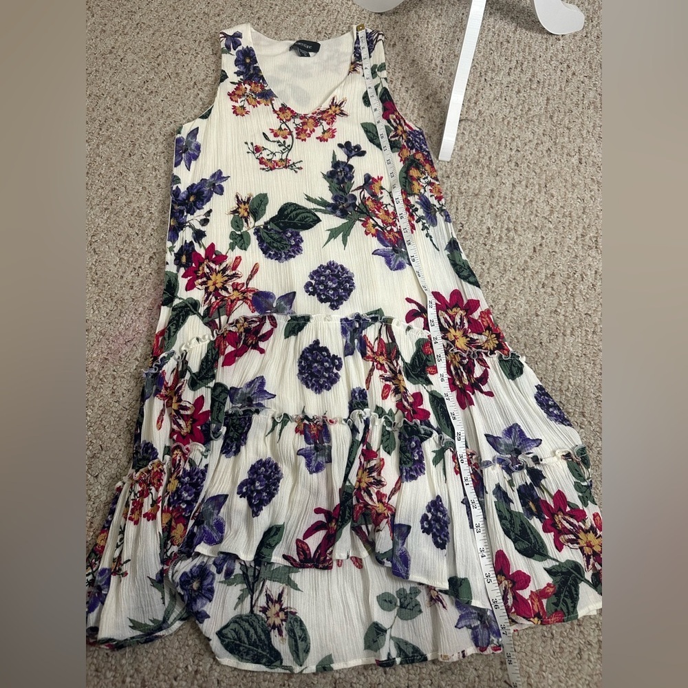 Karen Kane Rose Garden Shift Dress Drop Waist V-Neck Sleeveless High Low Medium - Picture 8 of 9
